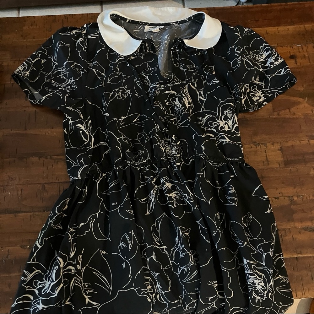 Unique Vintage Black and White Ruffled Sundress